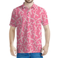 Pink Ribbon Breast Cancer Pattern Print Men's Polo Shirt