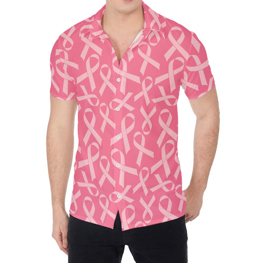 Pink Ribbon Breast Cancer Pattern Print Men's Shirt