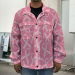 Pink Ribbon Breast Cancer Pattern Print Men's Shirt Jacket