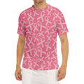 Pink Ribbon Breast Cancer Pattern Print Men's Short Sleeve Rash Guard