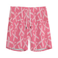 Pink Ribbon Breast Cancer Pattern Print Men's Athletic Shorts