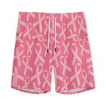 Pink Ribbon Breast Cancer Pattern Print Men's Sports Shorts