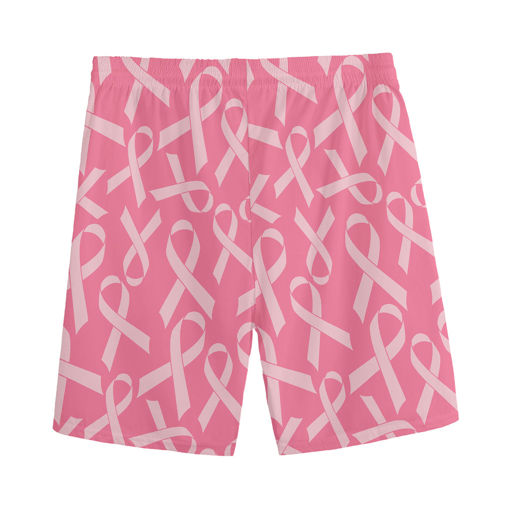 Pink Ribbon Breast Cancer Pattern Print Men's Sports Shorts