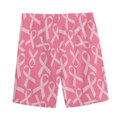 Pink Ribbon Breast Cancer Pattern Print Men's Sports Shorts