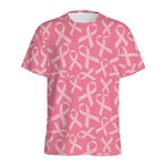 Pink Ribbon Breast Cancer Pattern Print Men's Sports T-Shirt