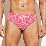 Pink Ribbon Breast Cancer Pattern Print Men's Swim Briefs