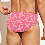Pink Ribbon Breast Cancer Pattern Print Men's Swim Briefs