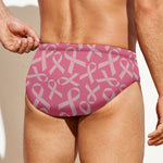 Pink Ribbon Breast Cancer Pattern Print Men's Swim Briefs