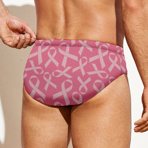 Pink Ribbon Breast Cancer Pattern Print Men's Swim Briefs