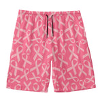 Pink Ribbon Breast Cancer Pattern Print Men's Swim Trunks