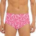 Pink Ribbon Breast Cancer Pattern Print Men's Triangle Swim Briefs