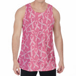 Pink Ribbon Breast Cancer Pattern Print Men's Velvet Tank Top