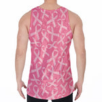 Pink Ribbon Breast Cancer Pattern Print Men's Velvet Tank Top