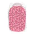Pink Ribbon Breast Cancer Pattern Print Mesh Laundry Hamper