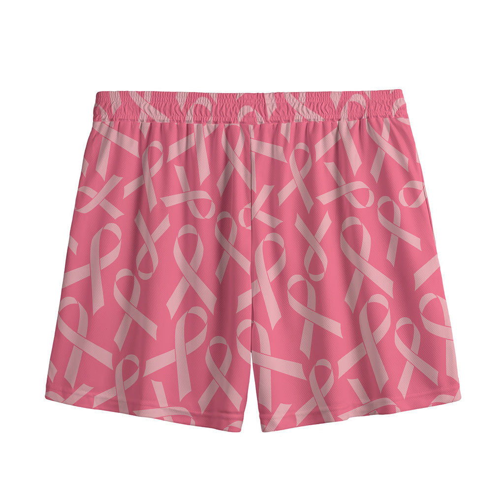 Pink Ribbon Breast Cancer Pattern Print Mesh Shorts