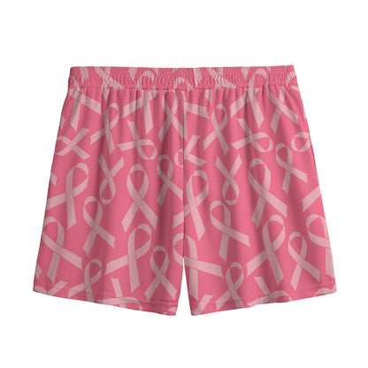 Pink Ribbon Breast Cancer Pattern Print Mesh Shorts