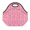 Pink Ribbon Breast Cancer Pattern Print Neoprene Lunch Bag