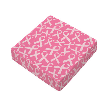 Pink Ribbon Breast Cancer Pattern Print Outdoor Seat Cushion Cover
