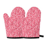Pink Ribbon Breast Cancer Pattern Print Oven Mitts