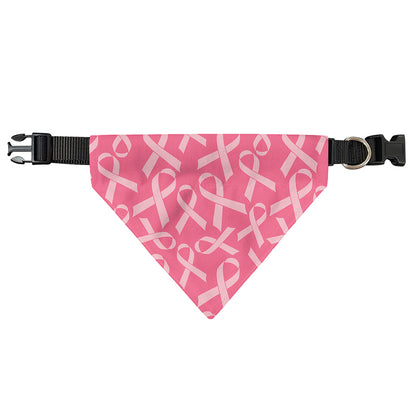 Pink Ribbon Breast Cancer Pattern Print Over The Collar Dog Bandana