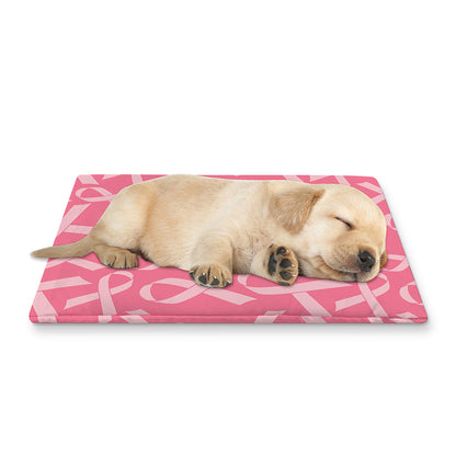 Pink Ribbon Breast Cancer Pattern Print Pet Cooling Mat Cover