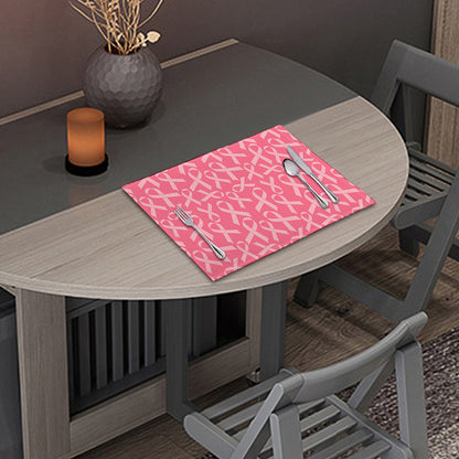 Pink Ribbon Breast Cancer Pattern Print Placemat