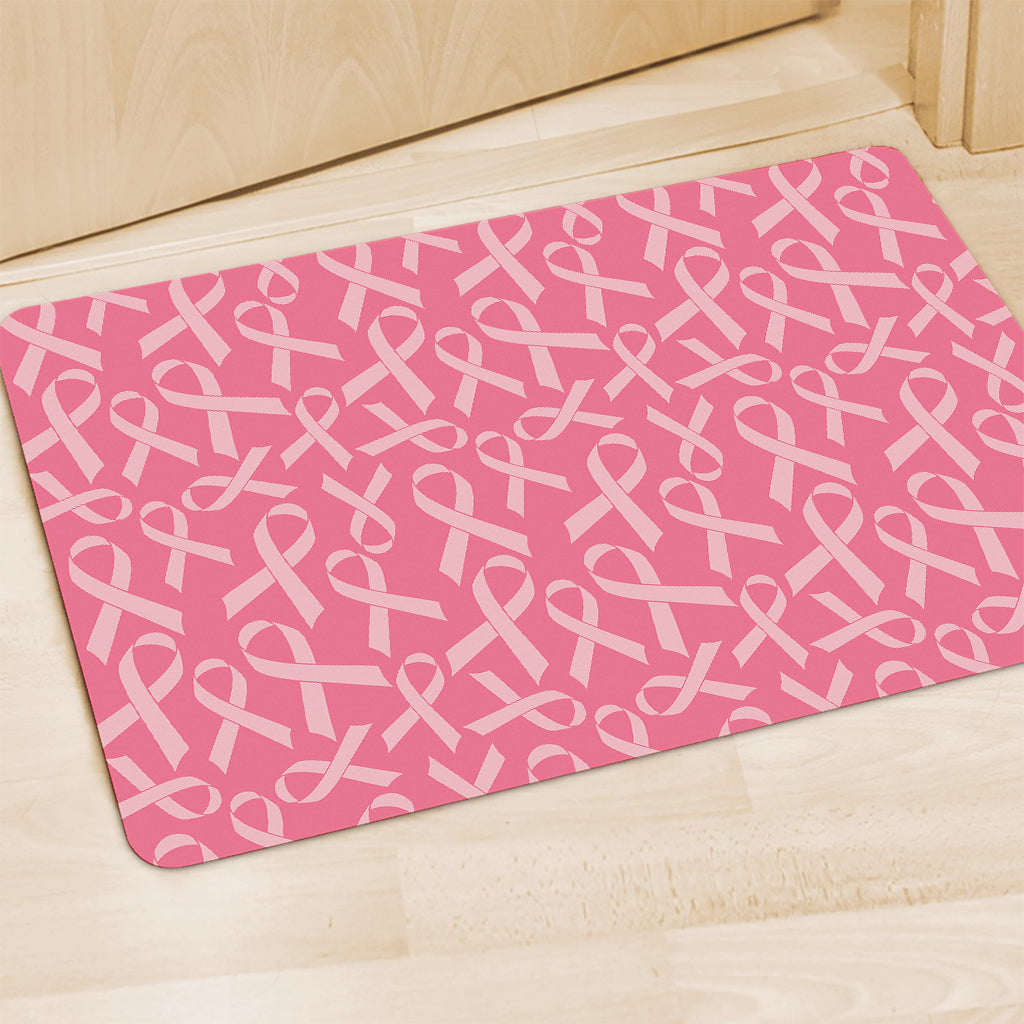 Pink Ribbon Breast Cancer Pattern Print Polyester Doormat