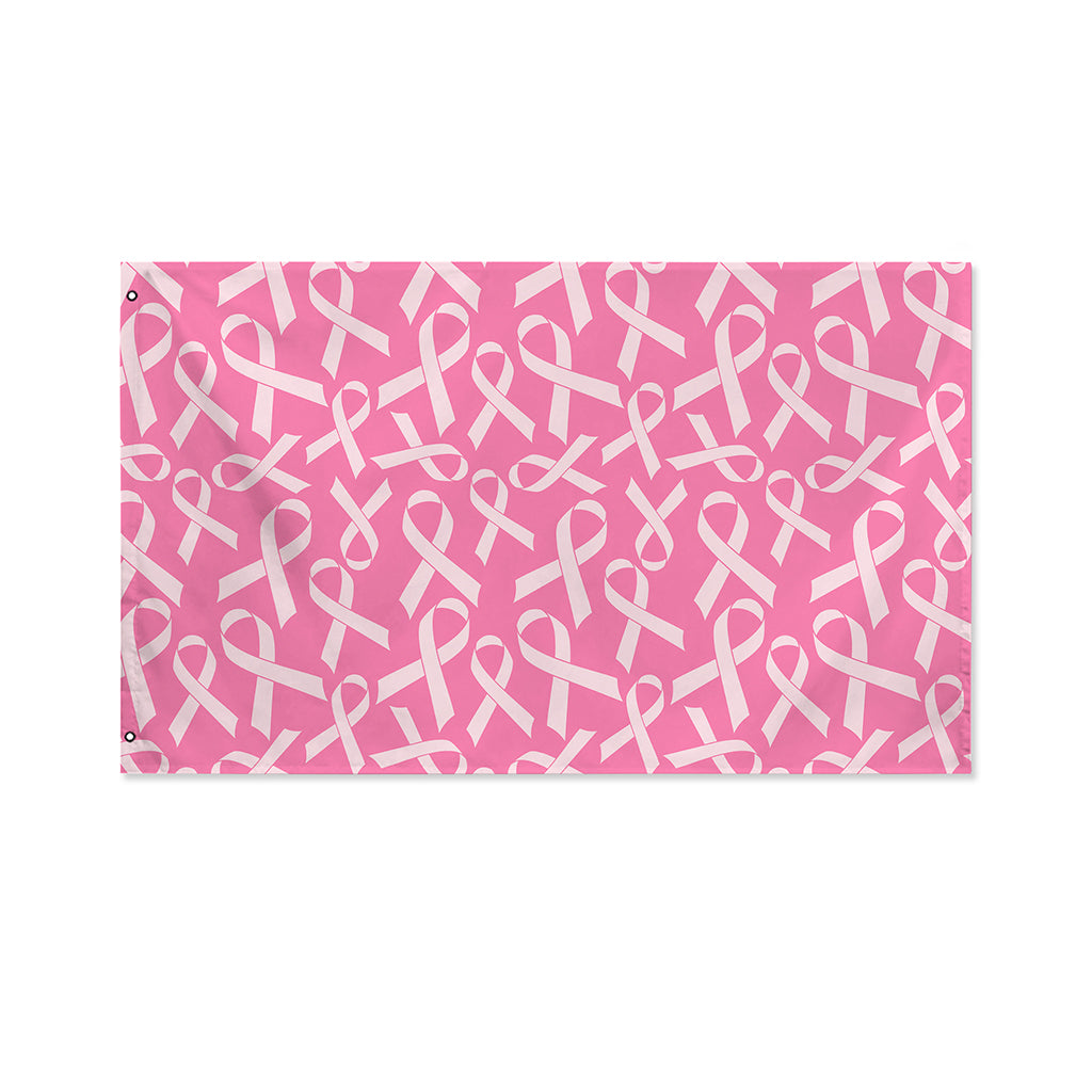 Pink Ribbon Breast Cancer Pattern Print Polyester Flag