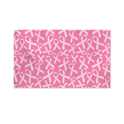 Pink Ribbon Breast Cancer Pattern Print Polyester Flag