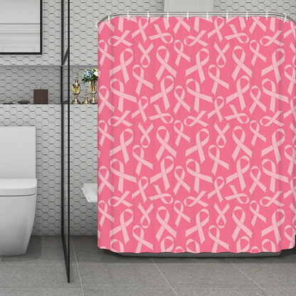 Pink Ribbon Breast Cancer Pattern Print Polyester Shower Curtain