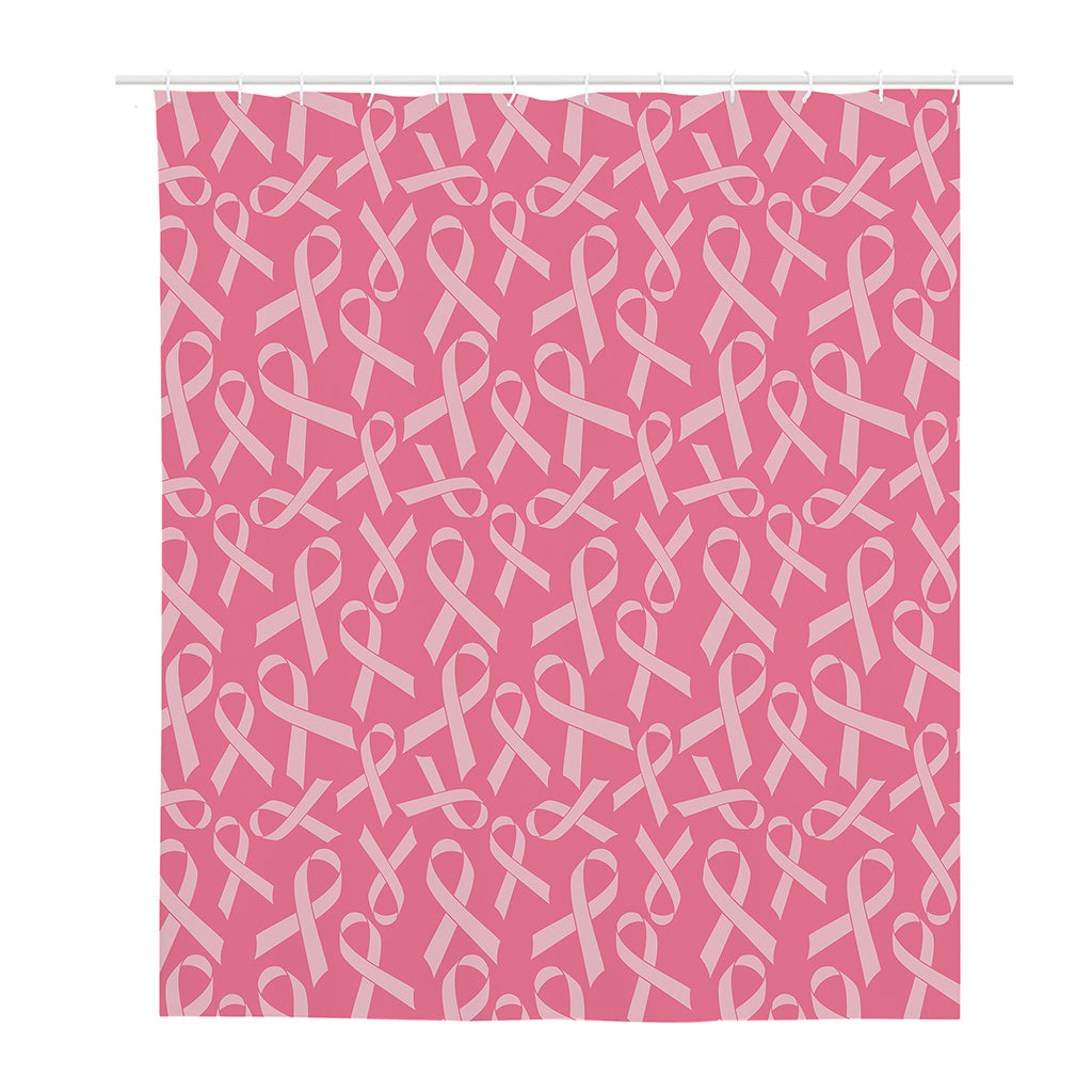 Pink Ribbon Breast Cancer Pattern Print Polyester Shower Curtain