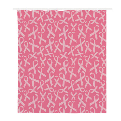 Pink Ribbon Breast Cancer Pattern Print Polyester Shower Curtain