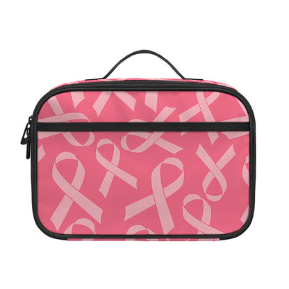 Pink Ribbon Breast Cancer Pattern Print Portable Lunch Bag