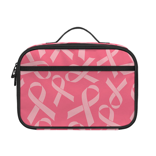 Pink Ribbon Breast Cancer Pattern Print Portable Lunch Bag