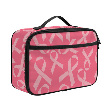 Pink Ribbon Breast Cancer Pattern Print Portable Lunch Bag