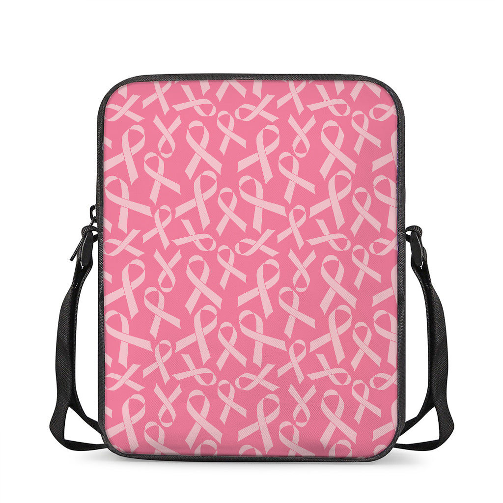 Pink Ribbon Breast Cancer Pattern Print Rectangular Crossbody Bag