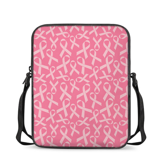 Pink Ribbon Breast Cancer Pattern Print Rectangular Crossbody Bag