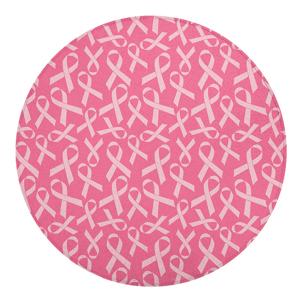 Pink Ribbon Breast Cancer Pattern Print Round Blanket