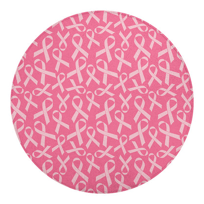 Pink Ribbon Breast Cancer Pattern Print Round Blanket