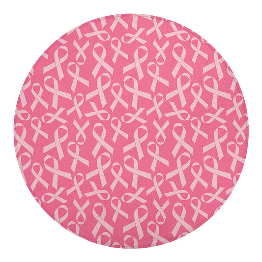 Pink Ribbon Breast Cancer Pattern Print Round Blanket