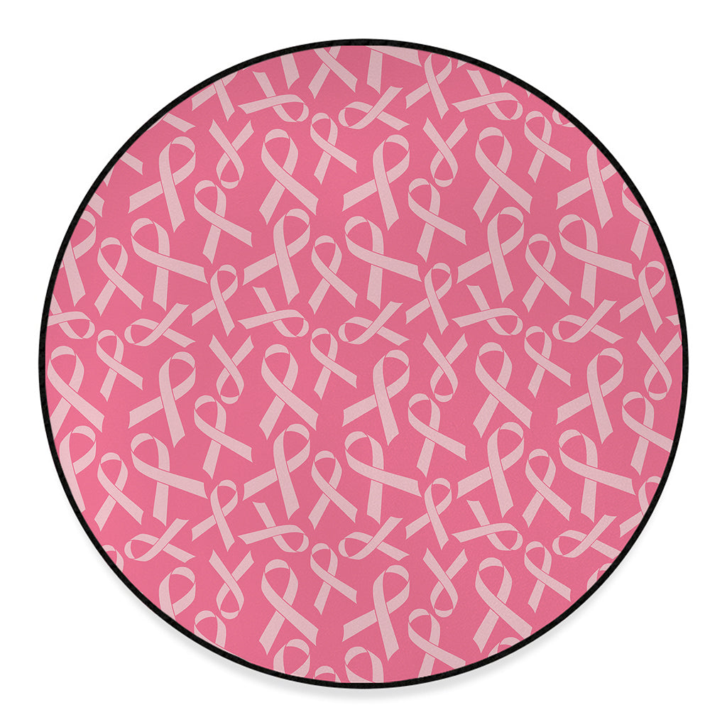 Pink Ribbon Breast Cancer Pattern Print Round Floor Mat
