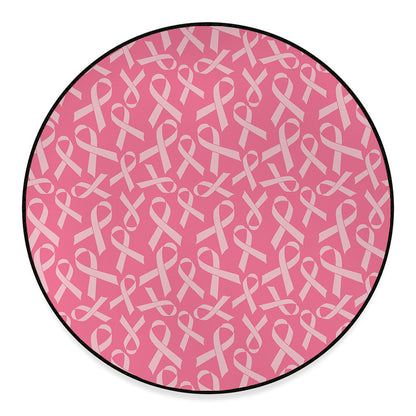 Pink Ribbon Breast Cancer Pattern Print Round Floor Mat