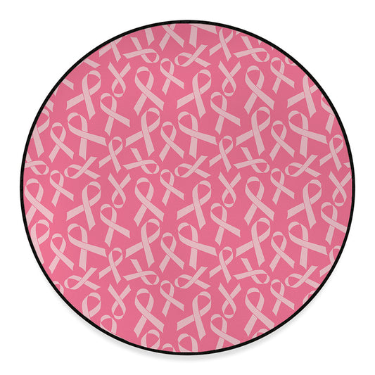 Pink Ribbon Breast Cancer Pattern Print Round Floor Mat