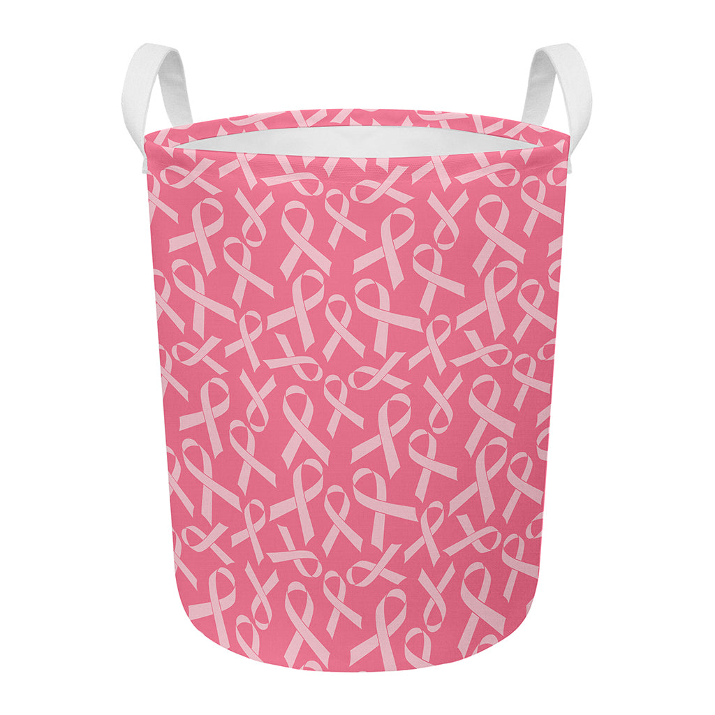 Pink Ribbon Breast Cancer Pattern Print Round Laundry Basket