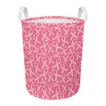 Pink Ribbon Breast Cancer Pattern Print Round Laundry Basket