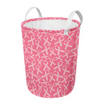 Pink Ribbon Breast Cancer Pattern Print Round Laundry Basket