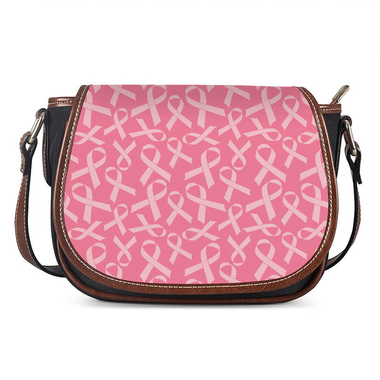 Pink Ribbon Breast Cancer Pattern Print Saddle Bag