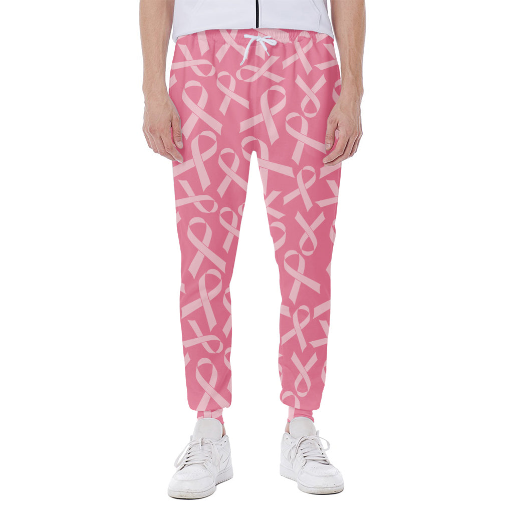 Pink Ribbon Breast Cancer Pattern Print Scuba Joggers