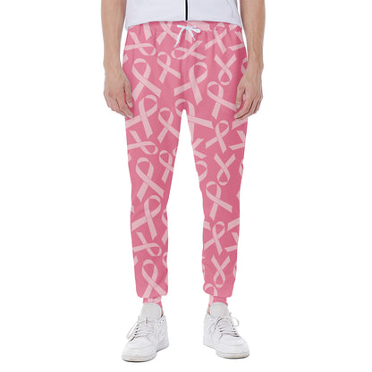 Pink Ribbon Breast Cancer Pattern Print Scuba Joggers