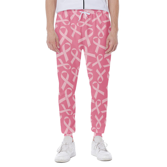 Pink Ribbon Breast Cancer Pattern Print Scuba Joggers